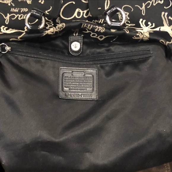RARE COACH LARGE Horse and Carriage Signature Black Tote Bag - Picture 5 of 12